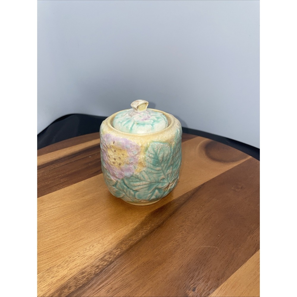 1940's  Jam Jar By Avon Ware In England Hydrangea‎ Hand Painted